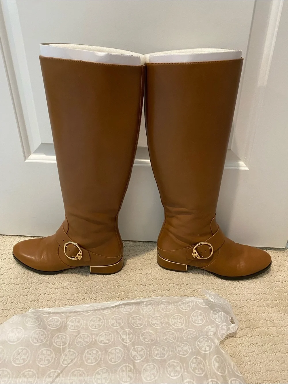 Tory Burch Cognac Leather Knee-High Riding Boots